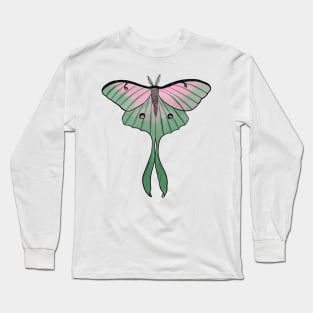 Pink Luna Moth Design Long Sleeve T-Shirt